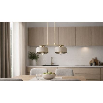 Brilagi - Lustre suspenso por cabo SPRING 2xE27/60W/230V bege/dourado