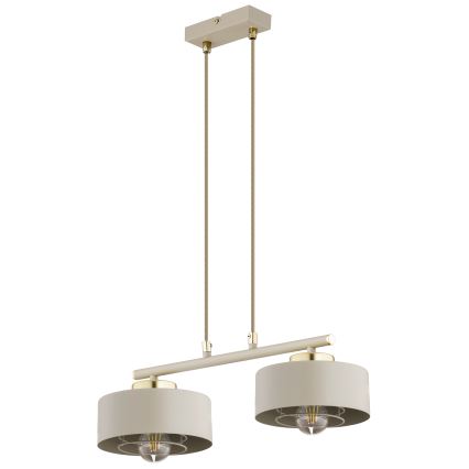 Brilagi - Lustre suspenso por cabo SPRING 2xE27/60W/230V bege/dourado