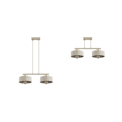 Brilagi - Lustre suspenso por cabo SPRING 2xE27/60W/230V bege/dourado