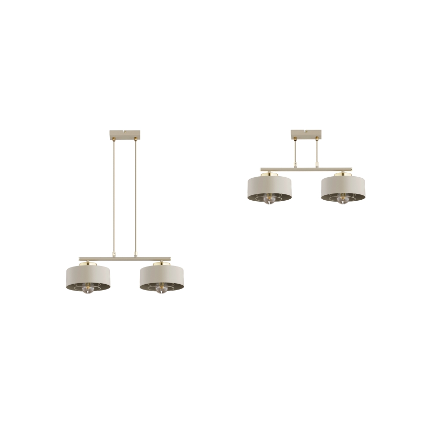 Brilagi - Lustre suspenso por cabo SPRING 2xE27/60W/230V bege/dourado
