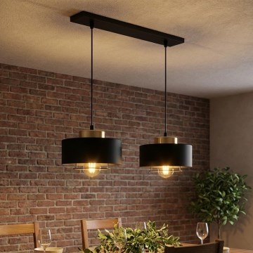 Brilagi - Lustre suspenso por cabo SPRING 2xE27/60W/230V preto/dourado