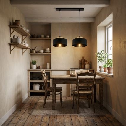 Brilagi - Lustre suspenso por cabo SPRING 2xE27/60W/230V preto/dourado