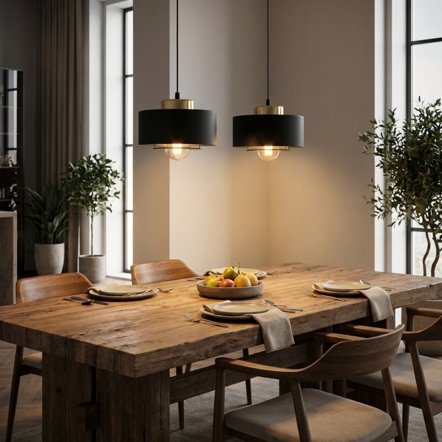 Brilagi - Lustre suspenso por cabo SPRING 2xE27/60W/230V preto/dourado