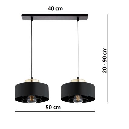 Brilagi - Lustre suspenso por cabo SPRING 2xE27/60W/230V preto/dourado