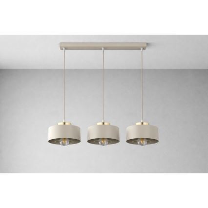 Brilagi - Lustre suspenso por cabo SPRING 3xE27/60W/230V bege/dourado