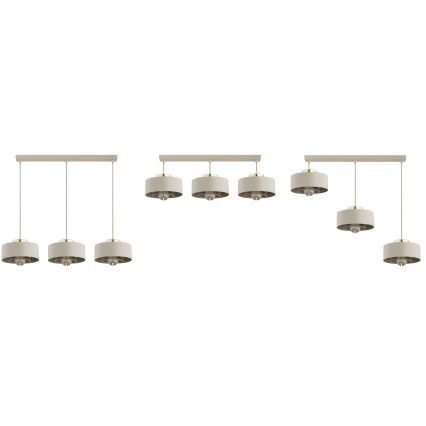 Brilagi - Lustre suspenso por cabo SPRING 3xE27/60W/230V bege/dourado