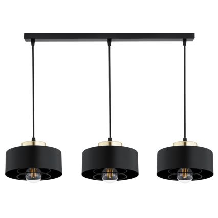 Brilagi - Lustre suspenso por cabo SPRING 3xE27/60W/230V preto/dourado