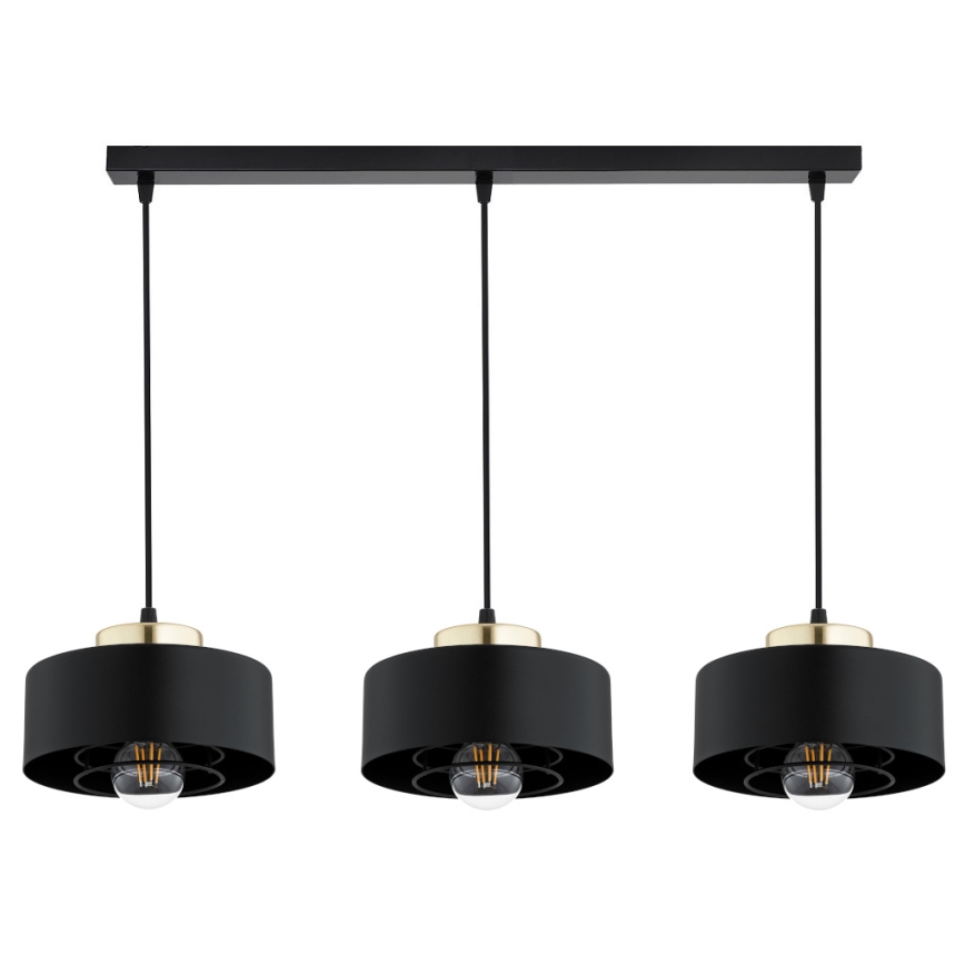 Brilagi - Lustre suspenso por cabo SPRING 3xE27/60W/230V preto/dourado