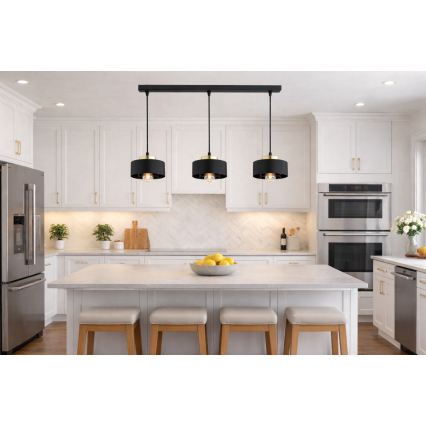 Brilagi - Lustre suspenso por cabo SPRING 3xE27/60W/230V preto/dourado