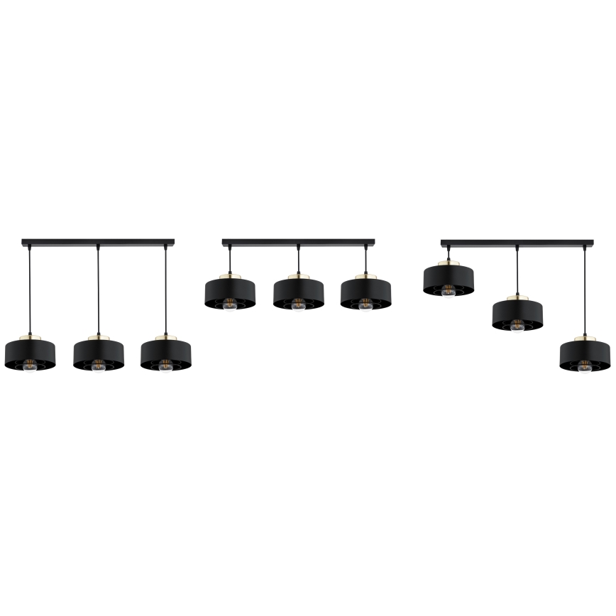 Brilagi - Lustre suspenso por cabo SPRING 3xE27/60W/230V preto/dourado