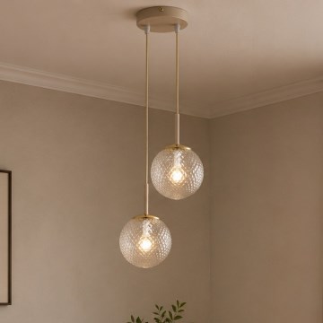 Brilagi - Lustre suspenso por cabo STELLA 2xE27/60W/230V bege/dourado