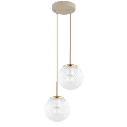 Brilagi - Lustre suspenso por cabo STELLA 2xE27/60W/230V bege/dourado