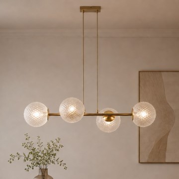 Brilagi - Lustre suspenso por cabo STELLA 4xE27/60W/230V bege/dourado