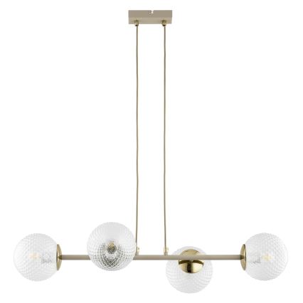 Brilagi - Lustre suspenso por cabo STELLA 4xE27/60W/230V bege/dourado