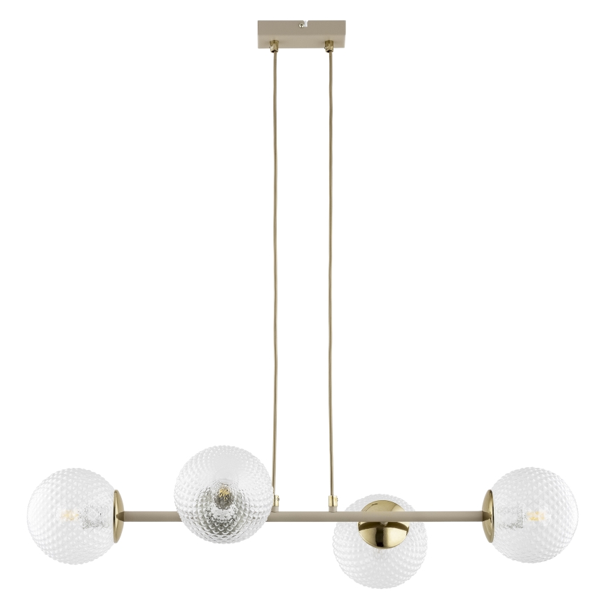 Brilagi - Lustre suspenso por cabo STELLA 4xE27/60W/230V bege/dourado