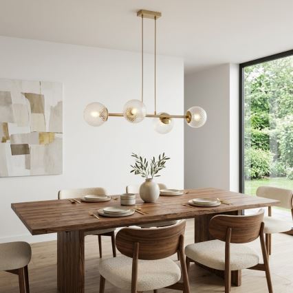 Brilagi - Lustre suspenso por cabo STELLA 4xE27/60W/230V bege/dourado