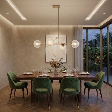 Brilagi - Lustre suspenso por cabo STELLA 4xE27/60W/230V bege/dourado