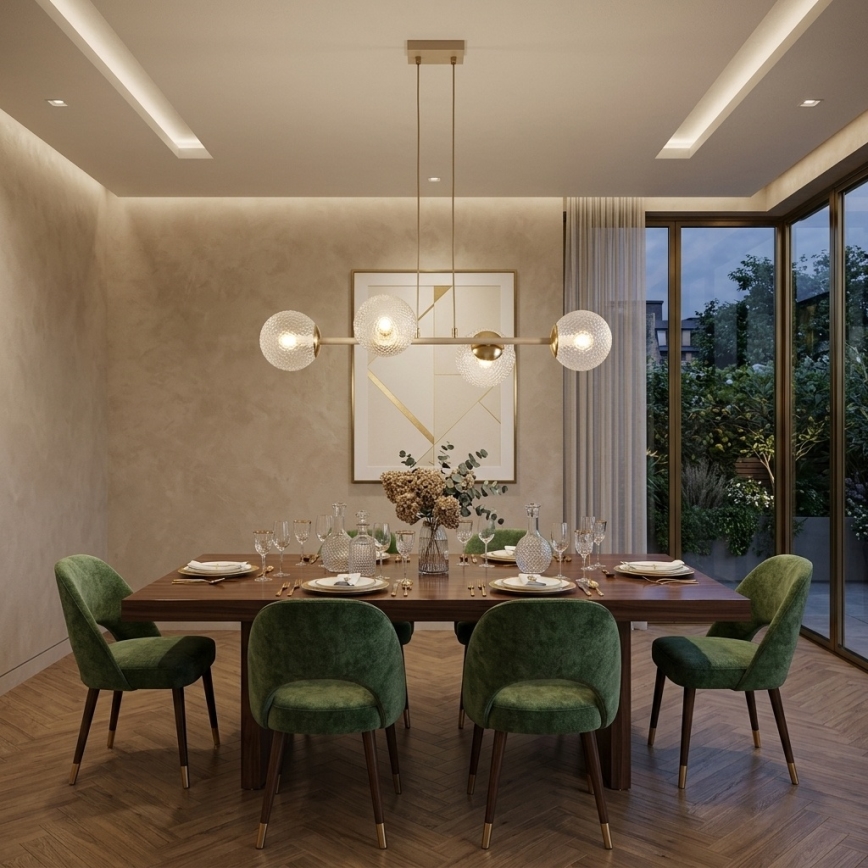Brilagi - Lustre suspenso por cabo STELLA 4xE27/60W/230V bege/dourado