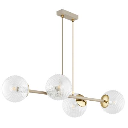 Brilagi - Lustre suspenso por cabo STELLA 4xE27/60W/230V bege/dourado