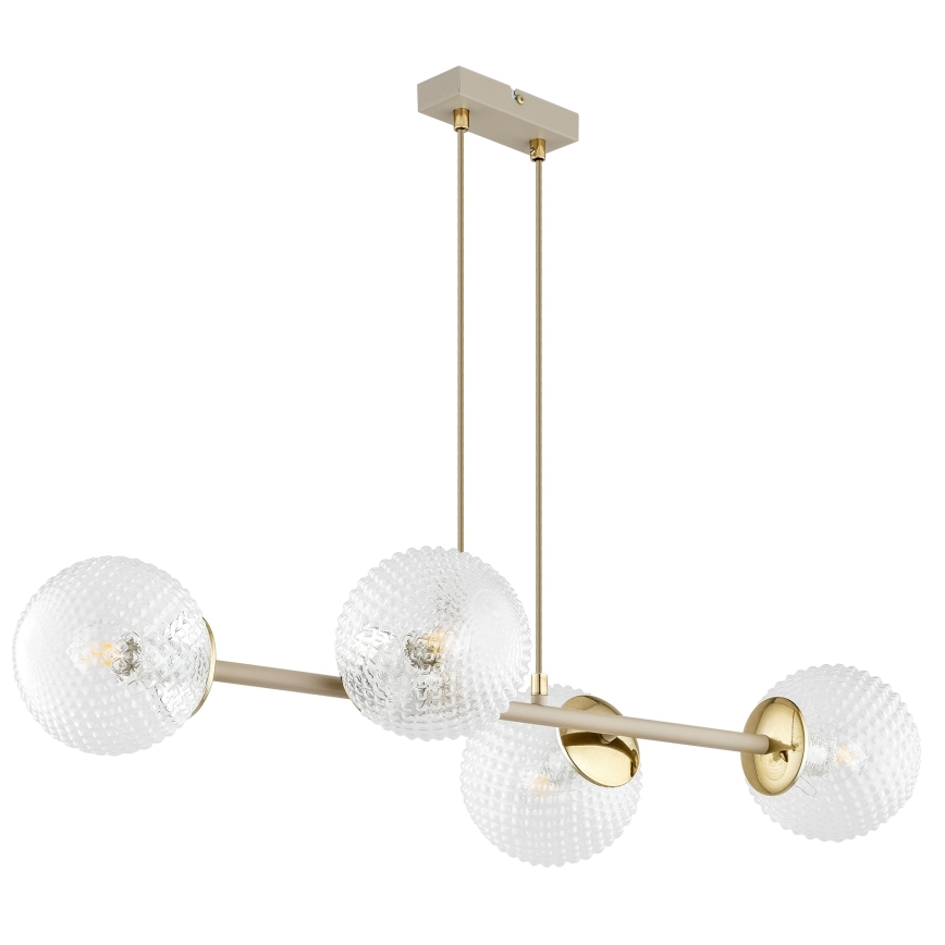 Brilagi - Lustre suspenso por cabo STELLA 4xE27/60W/230V bege/dourado