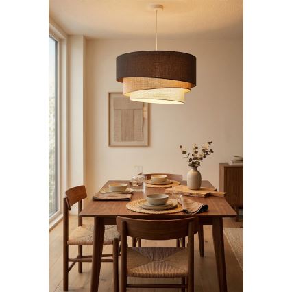 Brilagi - Lustre suspenso por cabo TRIO 3xE27/60W/230V diâmetro 60 cm castanho/bege/branco