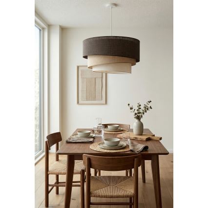 Brilagi - Lustre suspenso por cabo TRIO 3xE27/60W/230V diâmetro 60 cm castanho/bege/branco