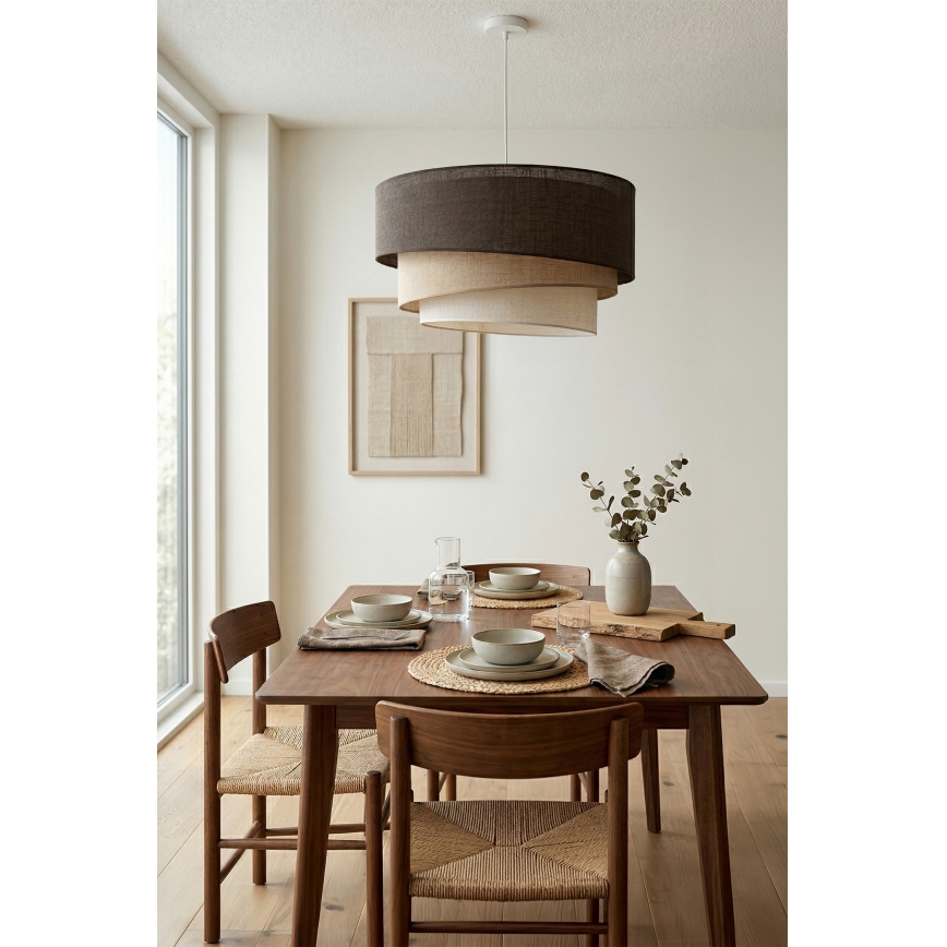 Brilagi - Lustre suspenso por cabo TRIO 3xE27/60W/230V diâmetro 60 cm castanho/bege/branco