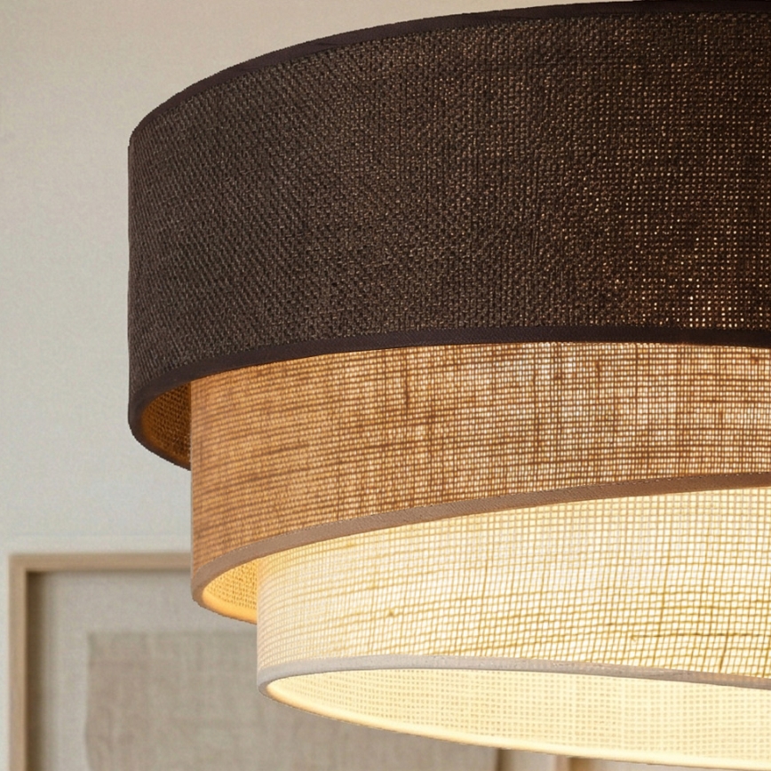 Brilagi - Lustre suspenso por cabo TRIO 3xE27/60W/230V diâmetro 60 cm castanho/bege/branco