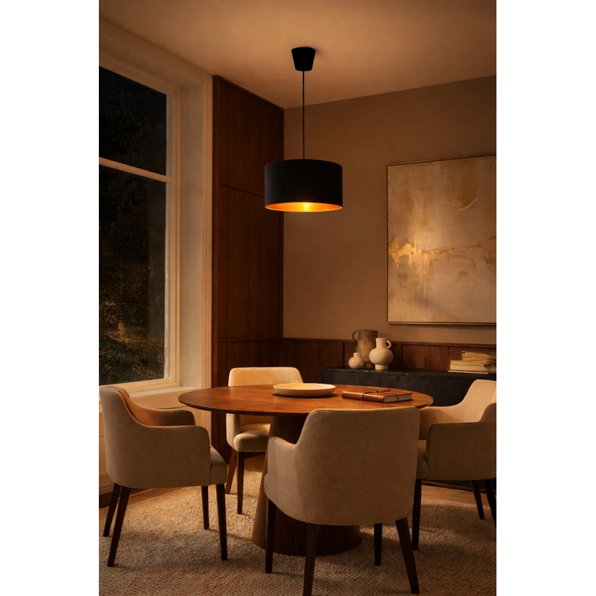 Brilagi - Lustre suspenso por cabo VELVET 1xE27/60W/230V Ø 40 cm preto/dourado