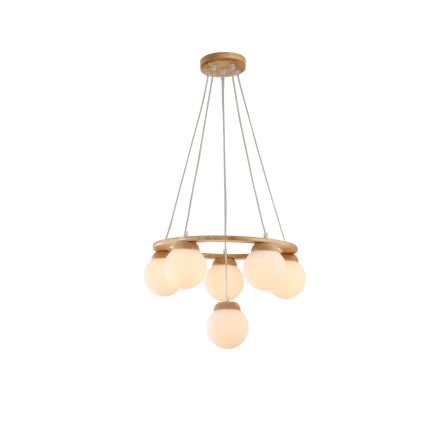 Brilagi - Lustre suspenso por cabo VISBY WOOD, 6xE27/60W/230V, Ø 58 cm, madeira