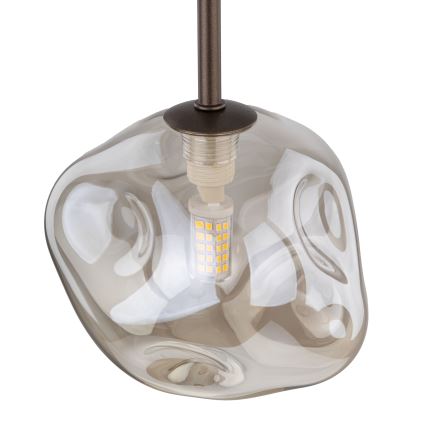 Brilagi - Lustre suspenso por cabo VULCANO 1xG9/8W/230V Ø 15 cm bronze/bege fumê