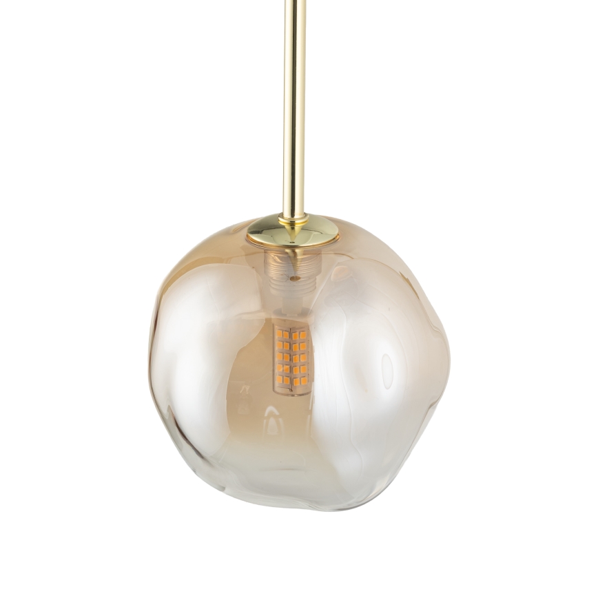 Brilagi - Lustre suspenso por cabo VULCANO 1xG9/8W/230V Ø 15 cm dourado/bege fumê