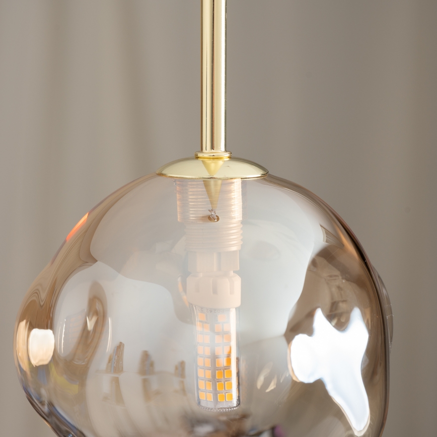BRILAGI - Lustre suspenso por cabo VULCANO 1xG9/8W/230V Ø 15 cm dourado/bege fumê