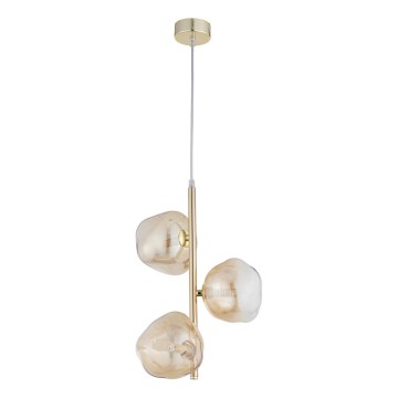 Brilagi - Lustre suspenso por cabo VULCANO 3xG9/8W/230V dourado/bege fumê