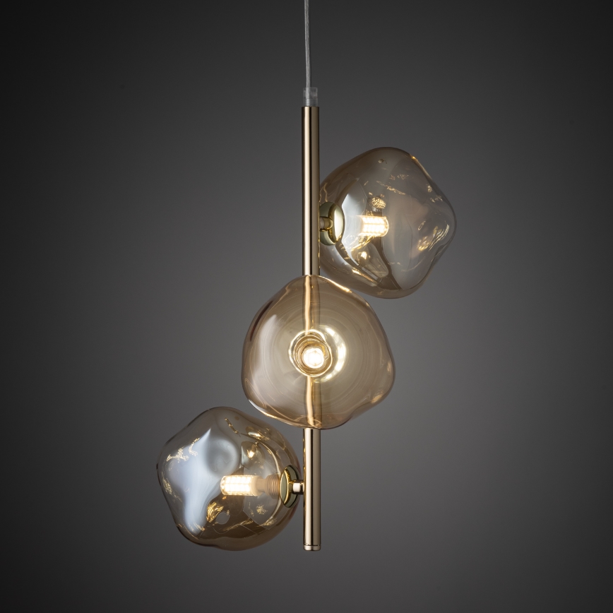 Brilagi - Lustre suspenso por cabo VULCANO 3xG9/8W/230V dourado/bege fumê