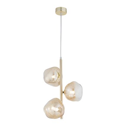 Brilagi - Lustre suspenso por cabo VULCANO 3xG9/8W/230V dourado/bege fumê