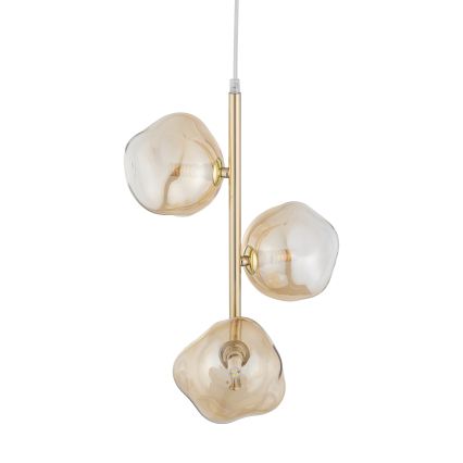 Brilagi - Lustre suspenso por cabo VULCANO 3xG9/8W/230V dourado/bege fumê