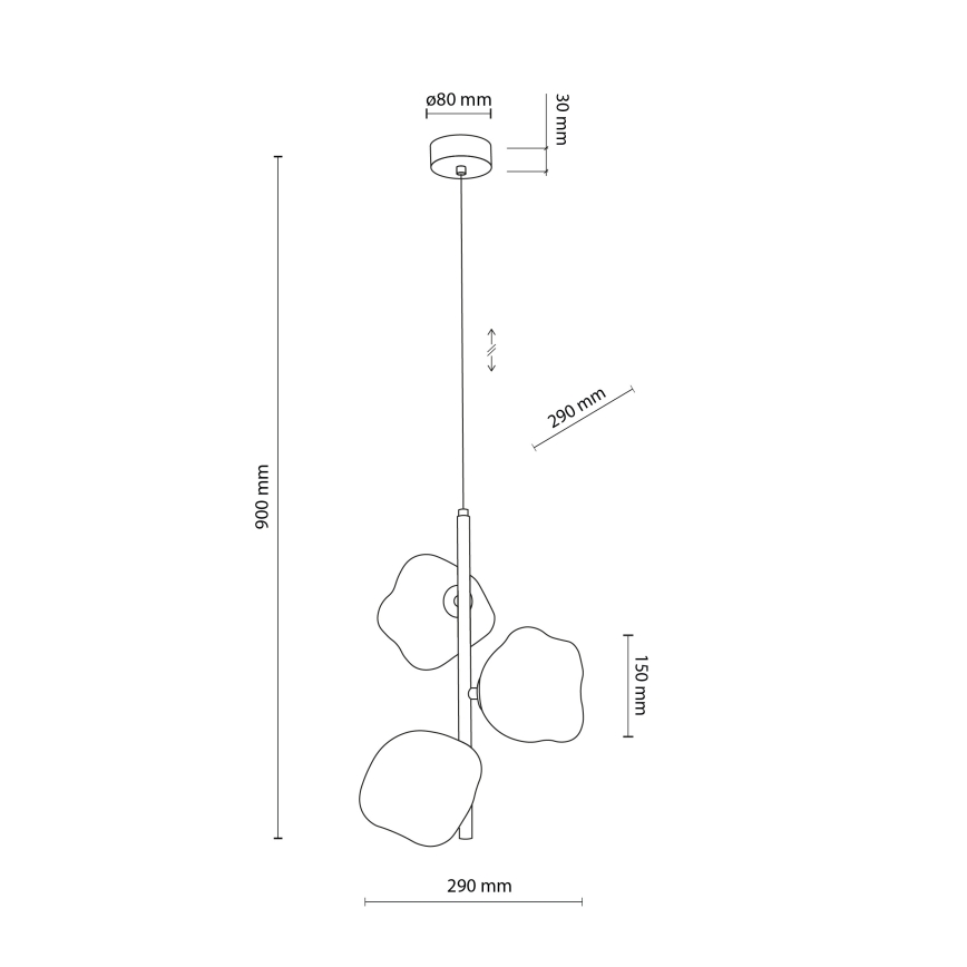 Brilagi - Lustre suspenso por cabo VULCANO 3xG9/8W/230V dourado/bege fumê