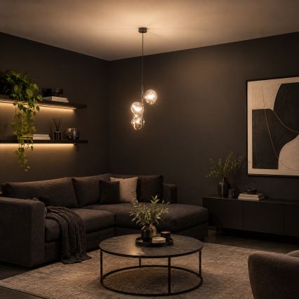 BRILAGI - Lustre suspenso por cabo VULCANO 3xG9/8W/230V preto/fumê
