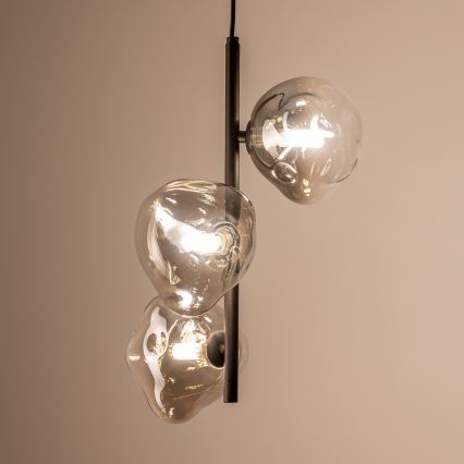 BRILAGI - Lustre suspenso por cabo VULCANO 3xG9/8W/230V preto/fumê