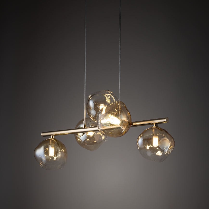 Brilagi - Lustre suspenso por cabo VULCANO 5xG9/8W/230V dourado/bege fumê