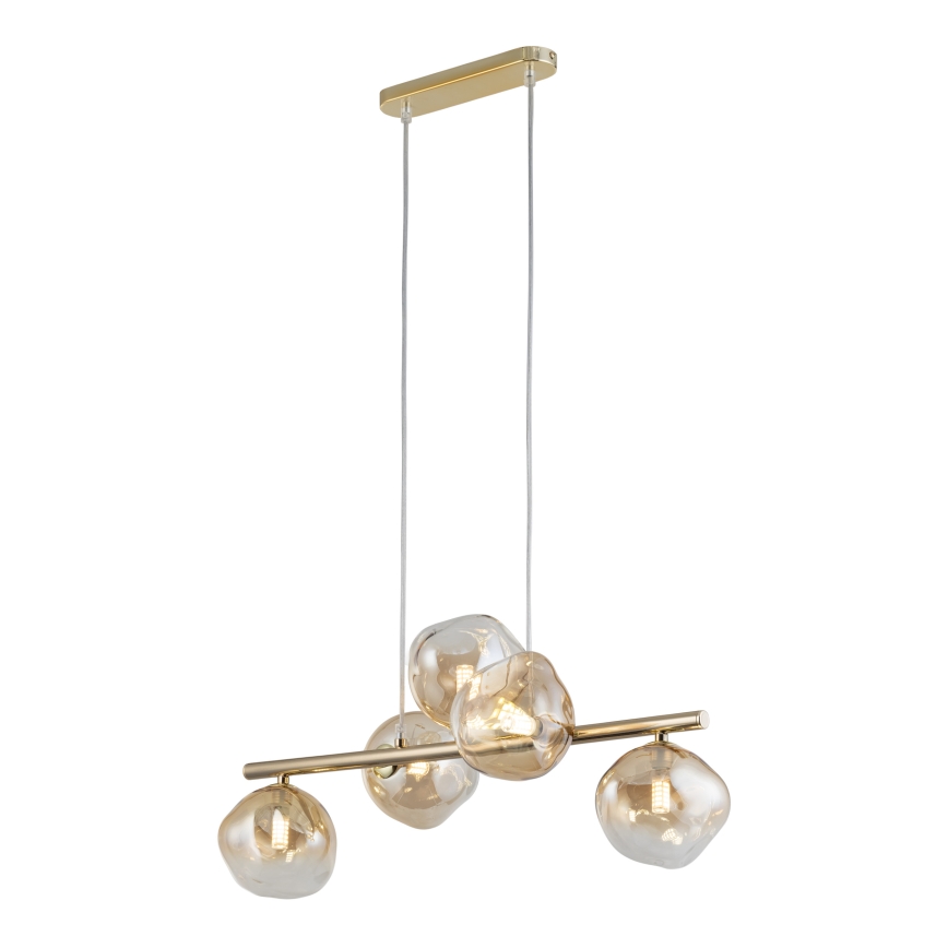 Brilagi - Lustre suspenso por cabo VULCANO 5xG9/8W/230V dourado/bege fumê