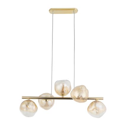 Brilagi - Lustre suspenso por cabo VULCANO 5xG9/8W/230V dourado/bege fumê