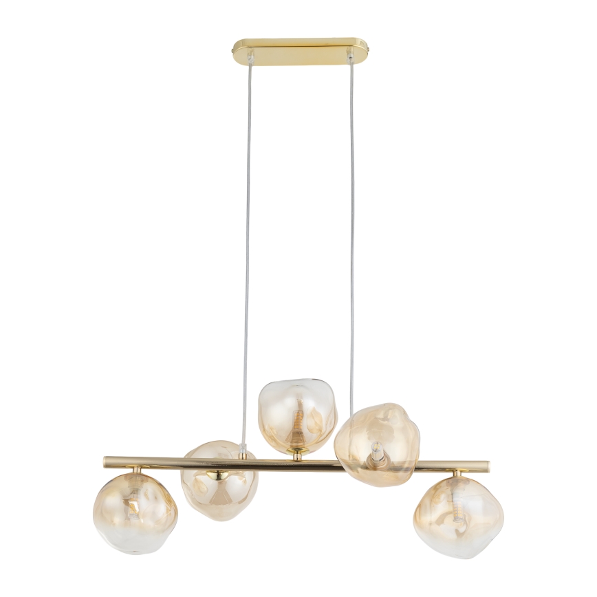 Brilagi - Lustre suspenso por cabo VULCANO 5xG9/8W/230V dourado/bege fumê