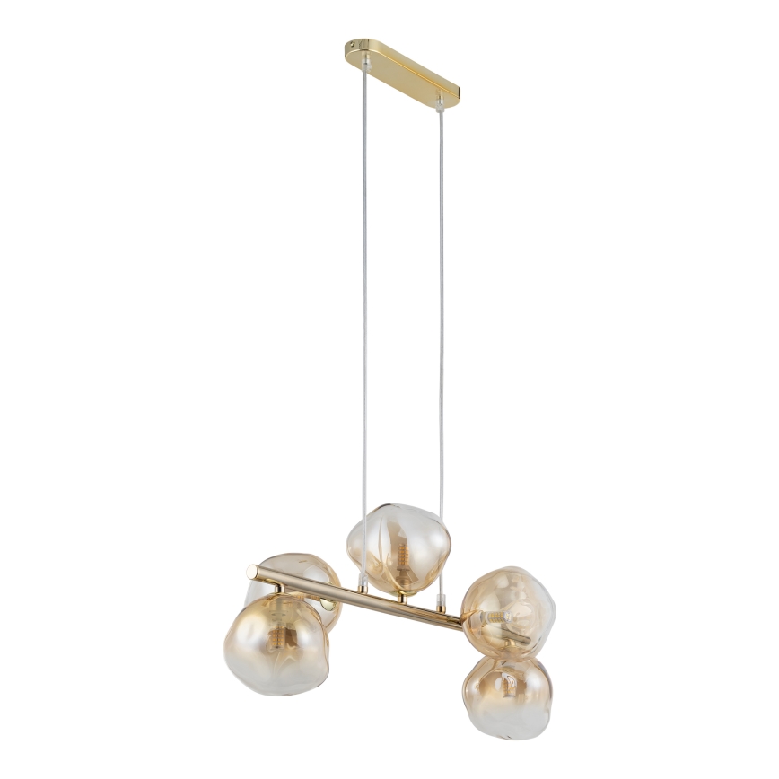 Brilagi - Lustre suspenso por cabo VULCANO 5xG9/8W/230V dourado/bege fumê