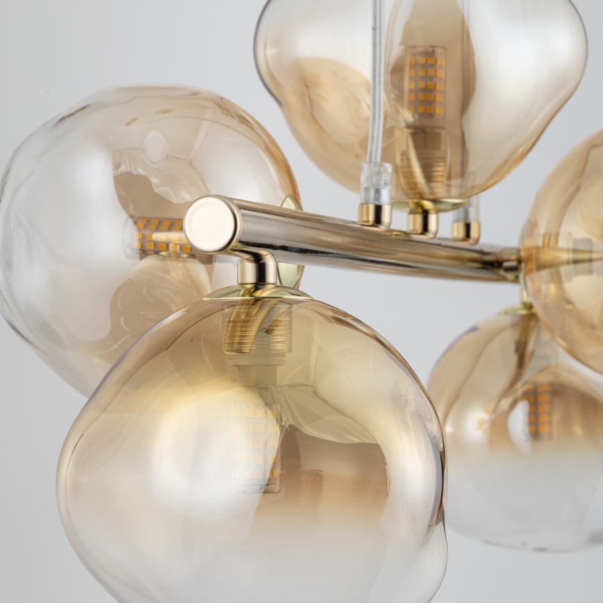 Brilagi - Lustre suspenso por cabo VULCANO 5xG9/8W/230V dourado/bege fumê