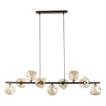 Brilagi - Lustre suspenso por cabo VULCANO 9xG9/8W/230V castanho/bege fumê