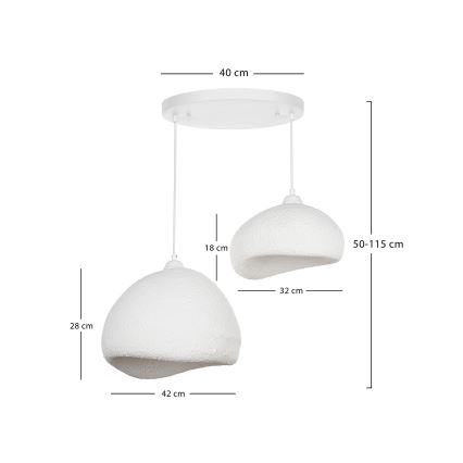 Brilagi - Lustre suspenso por cabo WABI SABI 2xE27/40W/230V Ø 70 cm branco