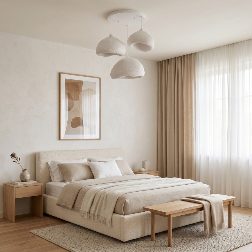 Brilagi - Lustre suspenso por cabo WABI SABI 3xE27/40W/230V Ø 82 cm branco