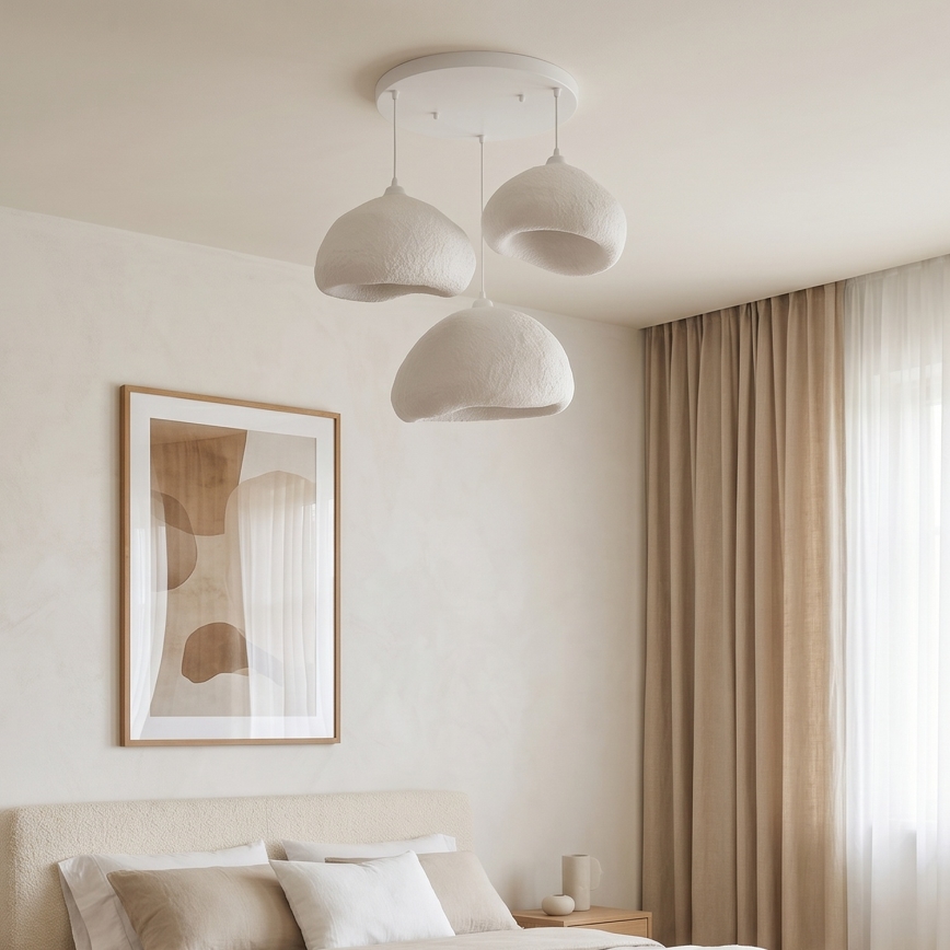 Brilagi - Lustre suspenso por cabo WABI SABI 3xE27/40W/230V Ø 82 cm branco